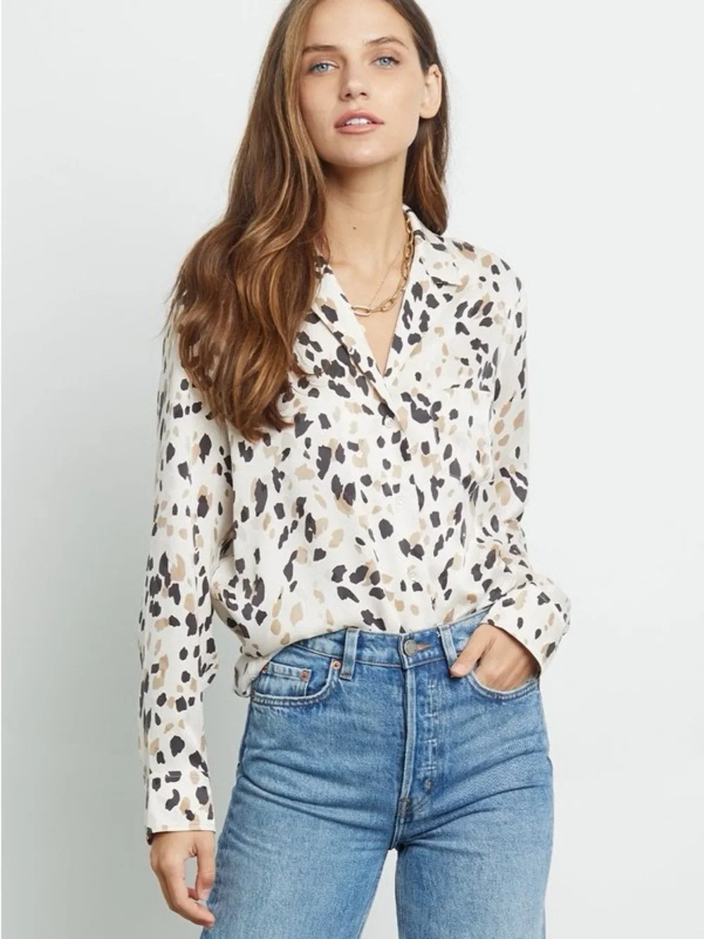 Rails White Animal-Print Button-Down Blouse - Picture 3 of 11